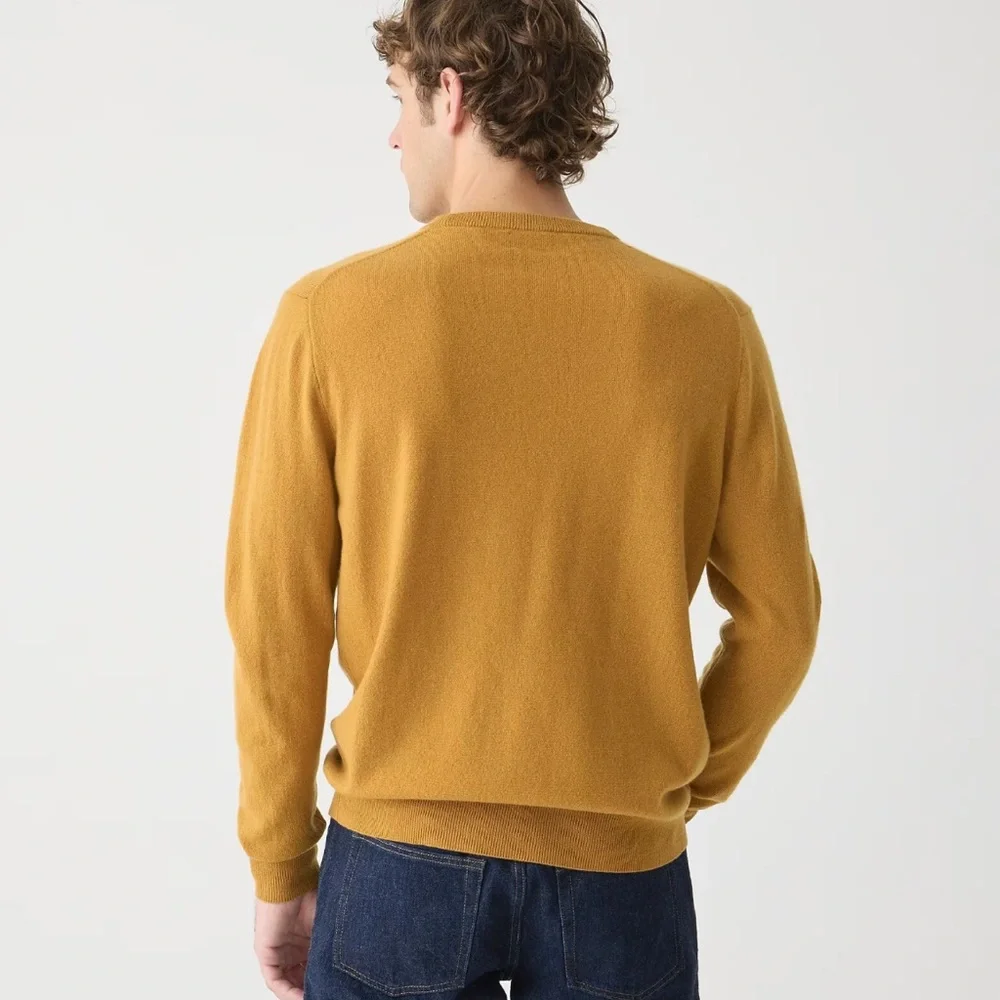 J. CREW Lamb's Wool Sweater Men's Long Sleeve Yellow Mustard Crew Large XL‎